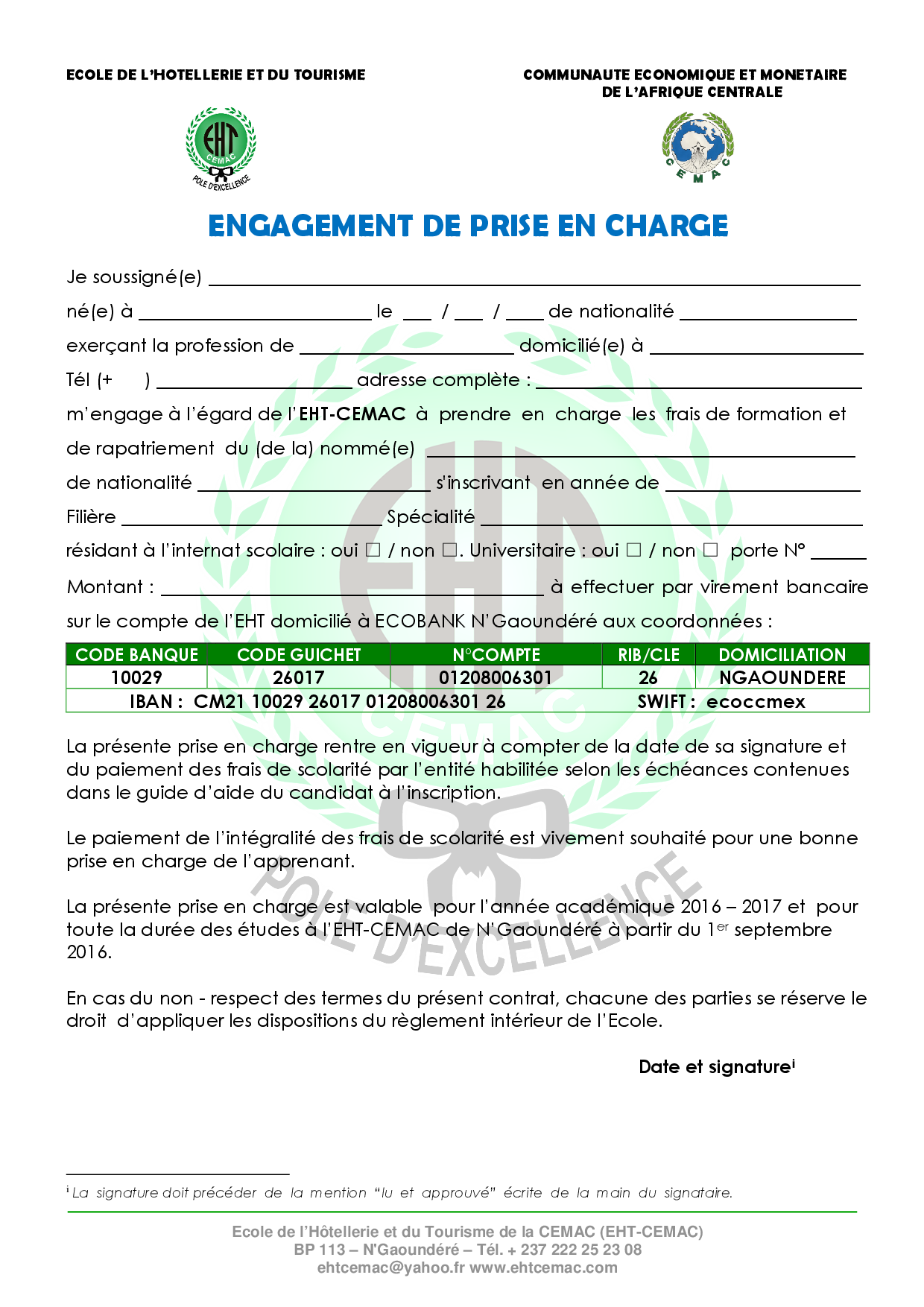 CONTRAT DE PRIS EN CHARGE